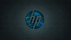 HP Gaming Logo with Blue Neon Circuit Design on Dark Textured Background HD wallpaper