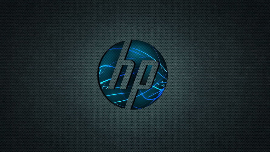 HP Gaming Logo with Blue Neon Circuit Design on Dark Textured Background HD wallpaper