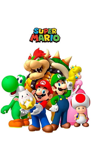 Super Mario Party Cast Featuring Mario, Luigi, Peach, Yoshi, Bowser, Toad, and Cat HD phone wallpaper