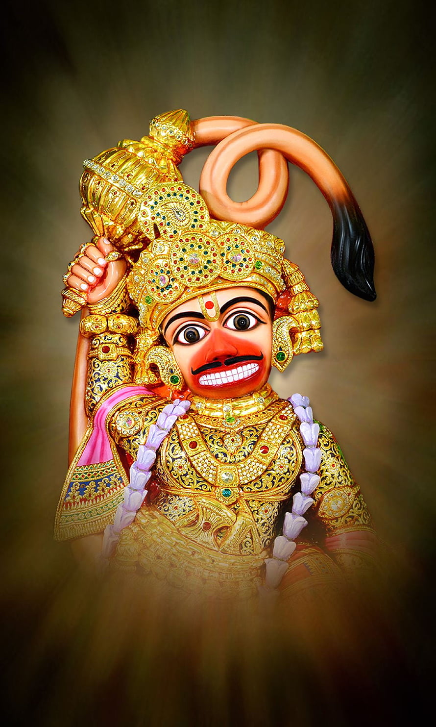 Kashtbhanjandev Temple Deity Portrait in Ornate Gold Attire and Jewelry HD phone wallpaper