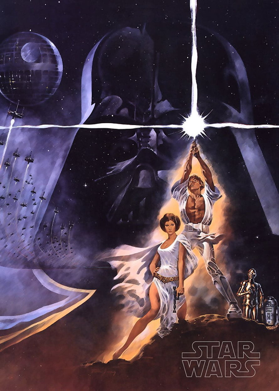 Star Wars A New Hope Classic Poster Art Featuring Luke, Leia, and Darth Vader HD phone wallpaper