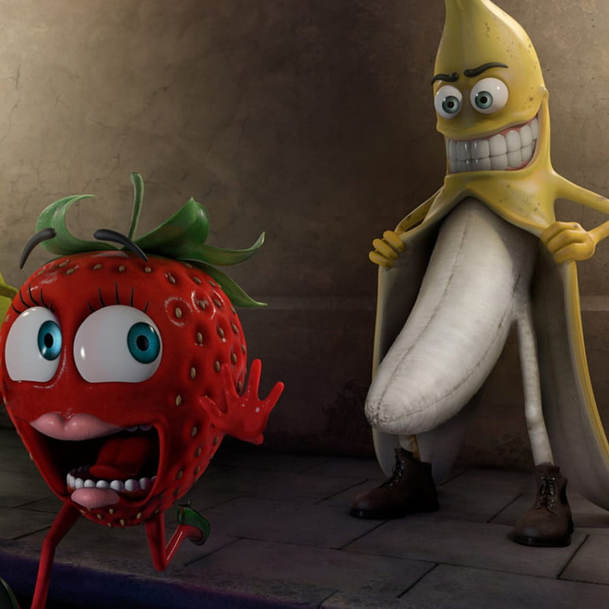 Sausage Party Animated Fruit Characters Strawberry and Banana HD phone wallpaper