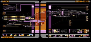 Star Trek LCARS Interface with USS Saturn Galaxy Class Ship Schematic HD wallpaper