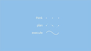 Minimalist Think Plan Execute Concept with Abstract Line Art on Soft Blue Background HD wallpaper
