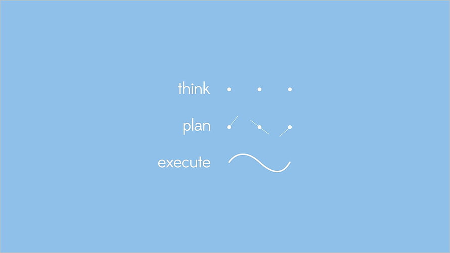 Minimalist Think Plan Execute Concept with Abstract Line Art on Soft Blue Background HD wallpaper