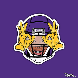 Justin Jefferson Griddy Celebration Illustration in Purple Vikings Helmet HD phone wallpaper