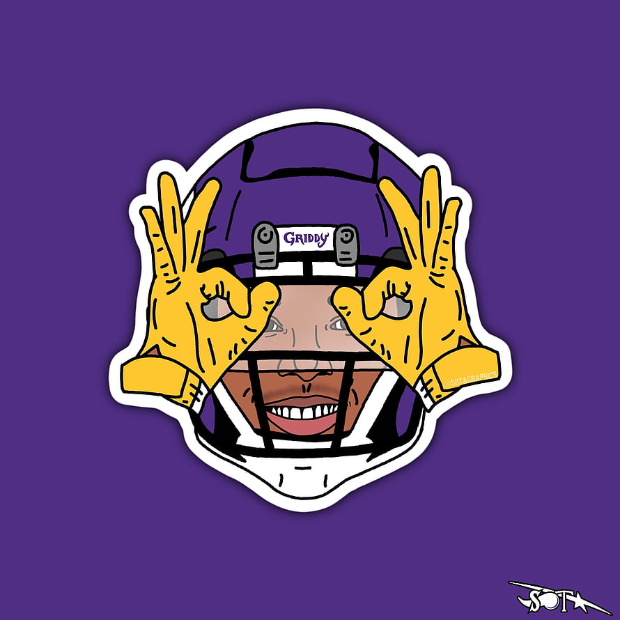 Justin Jefferson Griddy Celebration Illustration in Purple Vikings Helmet HD phone wallpaper