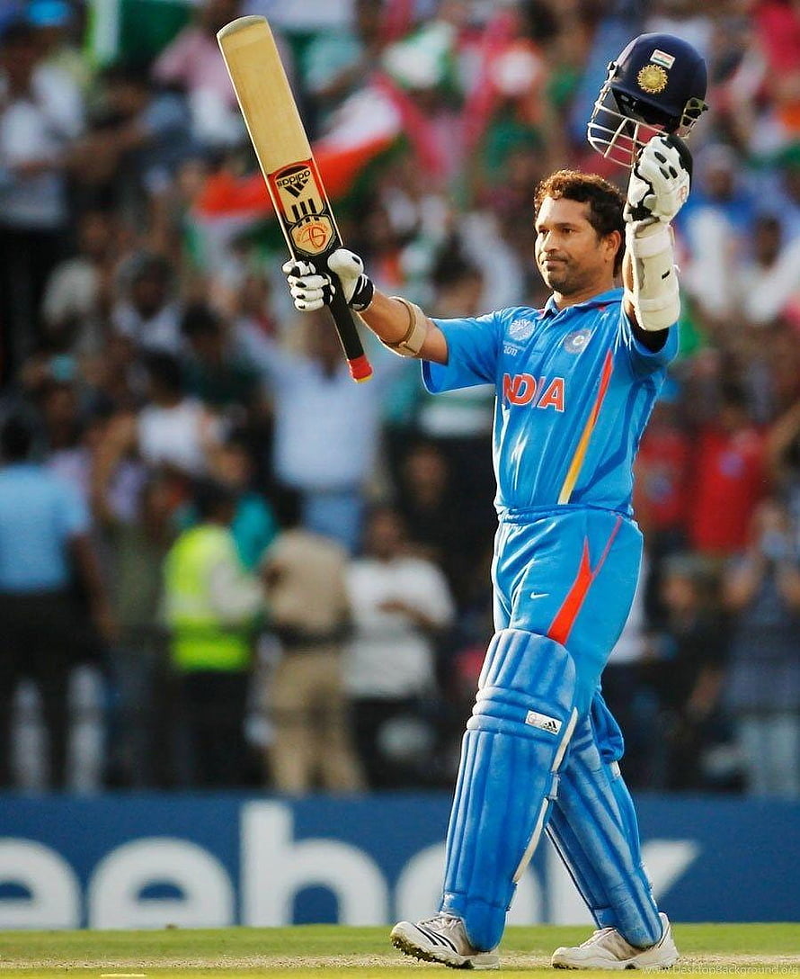 Sachin Tendulkar Celebrating a Century in India Blue Cricket Kit HD phone wallpaper