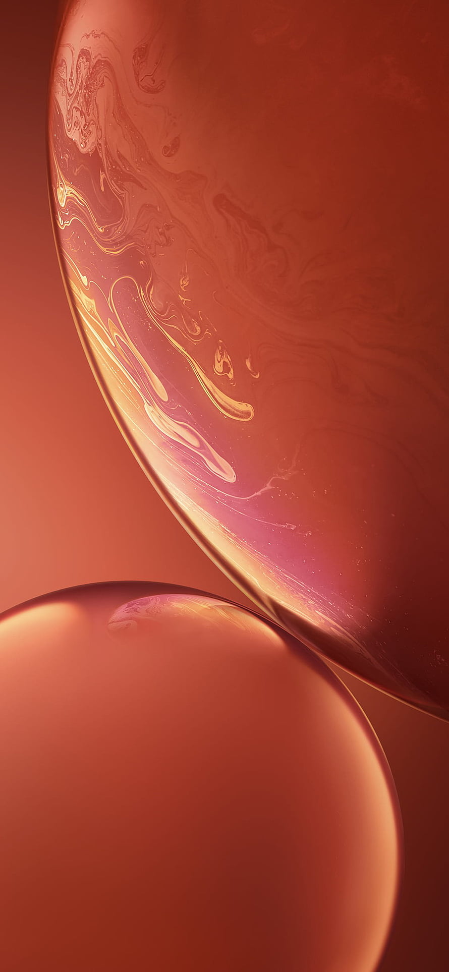 Coral iPhone XR Stock Wallpaper with Abstract Liquid Marble Spheres HD phone wallpaper