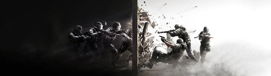 Split-screen tactical combat scene with soldiers breaching a wall in dramatic monochrome lighting HD wallpaper
