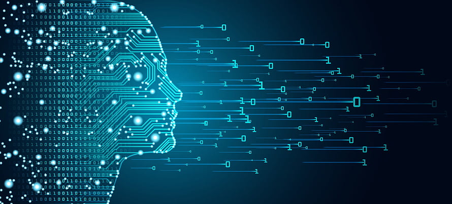 Digital Human Head Profile With Circuit Board Pattern And Binary Data Streams HD wallpaper