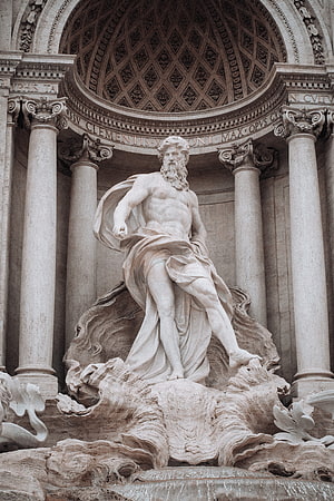 Baroque Marble Statue of a Bearded God in a Classical Niche with Corinthian Columns HD phone wallpaper