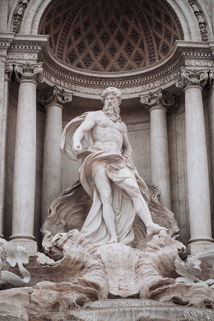 Baroque Marble Statue of a Bearded God in a Classical Niche with Corinthian Columns HD phone wallpaper
