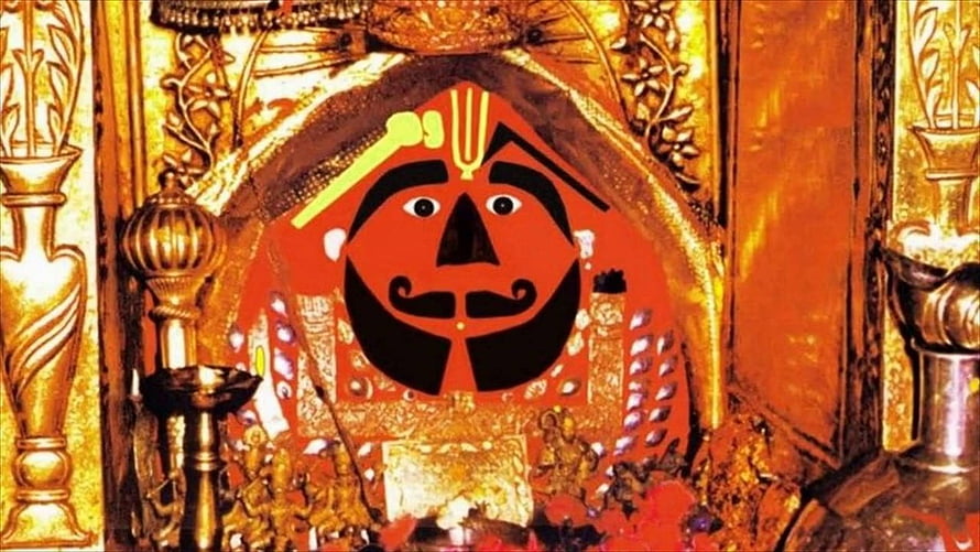 Khatu Shyam Salasar Balaji Temple Deity Portrait with Golden Ornamentation HD wallpaper