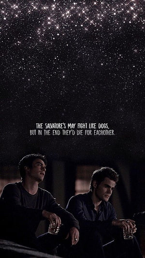 Damon and Stefan Salvatore Stargazing Under a Starry Night Sky HD phone wallpaper