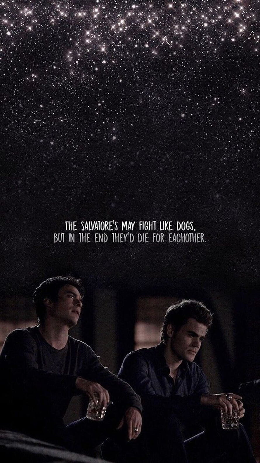 Damon and Stefan Salvatore Stargazing Under a Starry Night Sky HD phone wallpaper