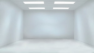 Minimalist Empty White Room Interior with Fluorescent Ceiling Lighting HD wallpaper