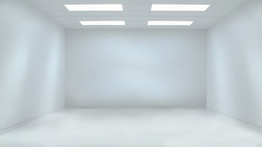 Minimalist Empty White Room Interior with Fluorescent Ceiling Lighting HD wallpaper