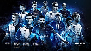 FIFA Pro World 11 Best XI Lineup Featuring Messi, Ronaldo, Mbappe, and Top Global Football Stars HD wallpaper