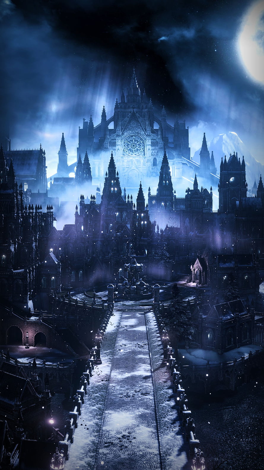Irithyll of the Boreal Valley at Night in Dark Souls III HD phone wallpaper
