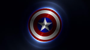 Captain America Shield with Glowing Blue Aura on Dark Background HD wallpaper