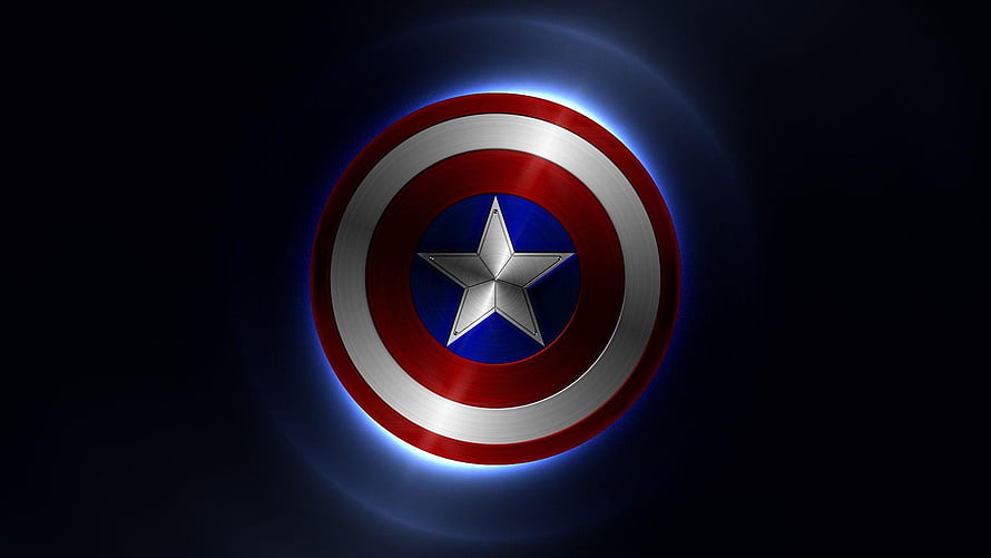 Captain America Shield with Glowing Blue Aura on Dark Background HD wallpaper