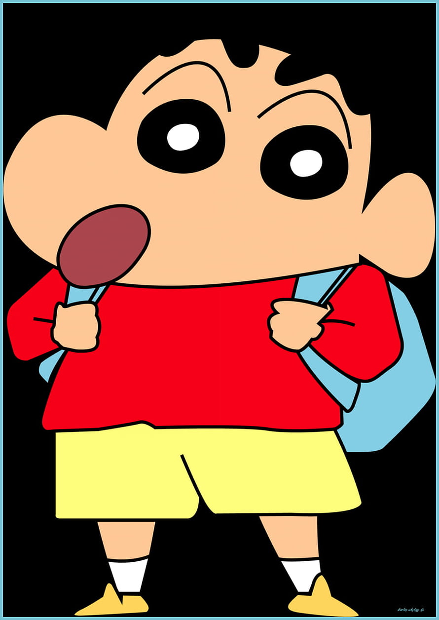 Shin-chan Anime Character in Red Shirt and Yellow Shorts with Blue Backpack HD phone wallpaper