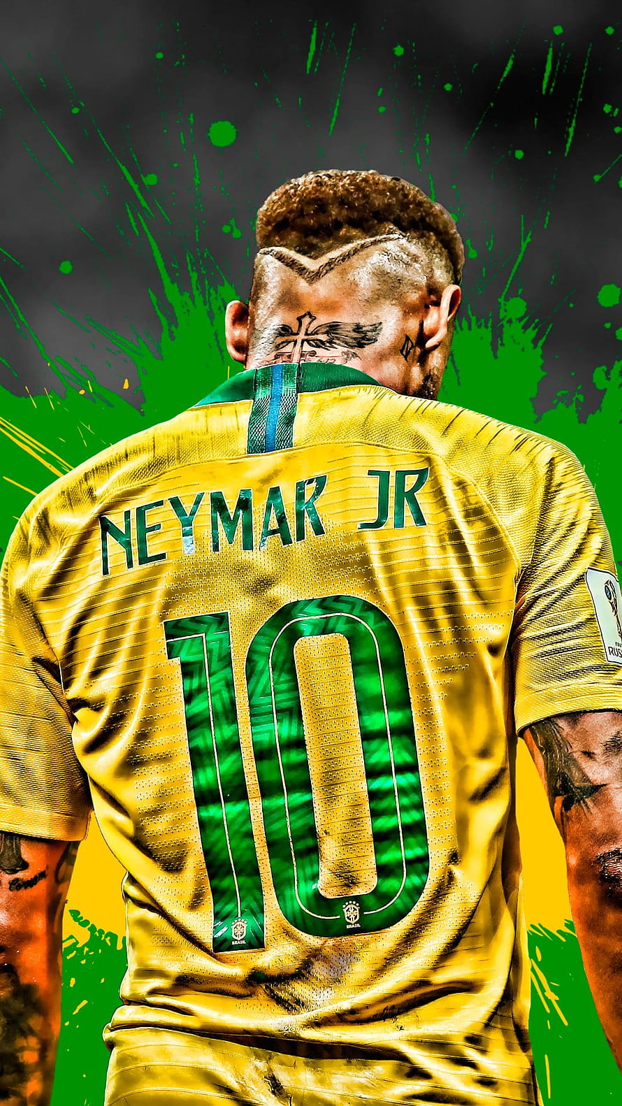 Neymar Jr Brazil National Team Jersey Number 10 Back View Portrait HD phone wallpaper