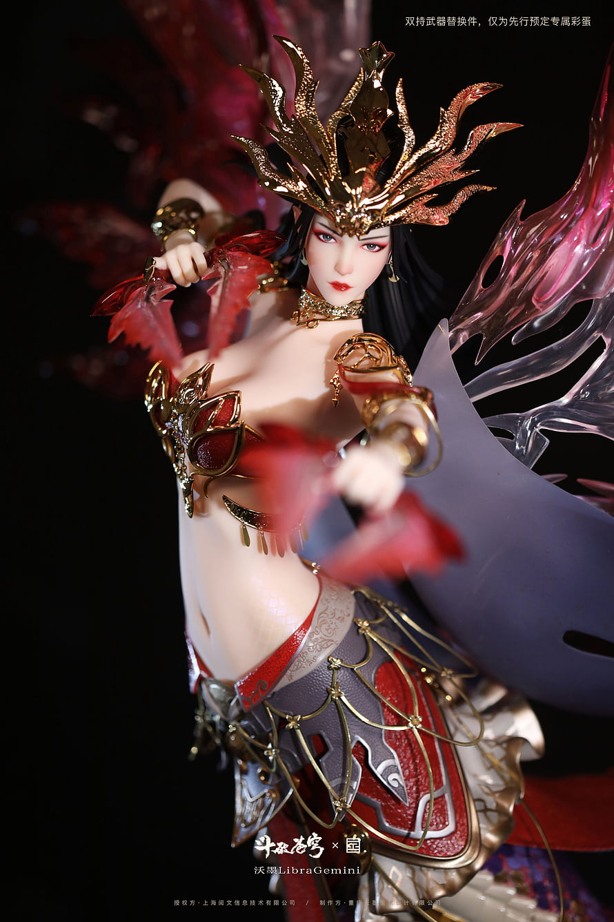 Medusa Collector Figure with Golden Crown and Red Armor HD phone wallpaper
