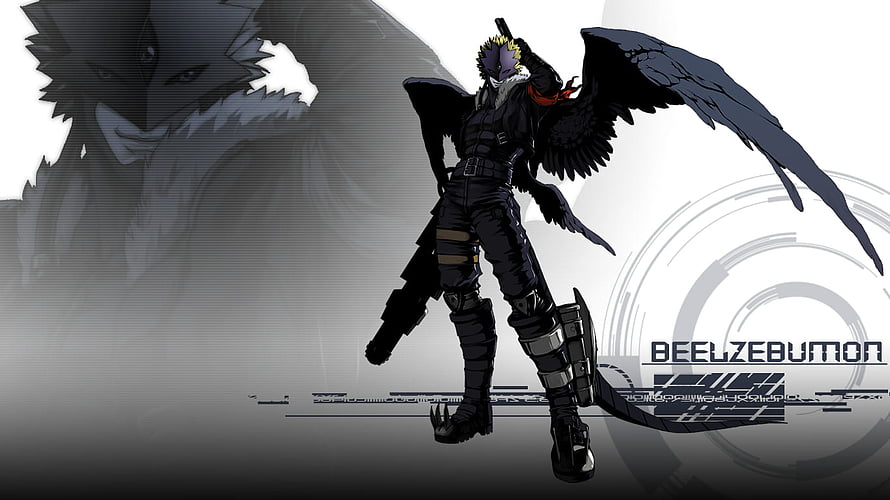 Beelzebumon Dark Angel Character Art with Wings and Shotgun HD wallpaper