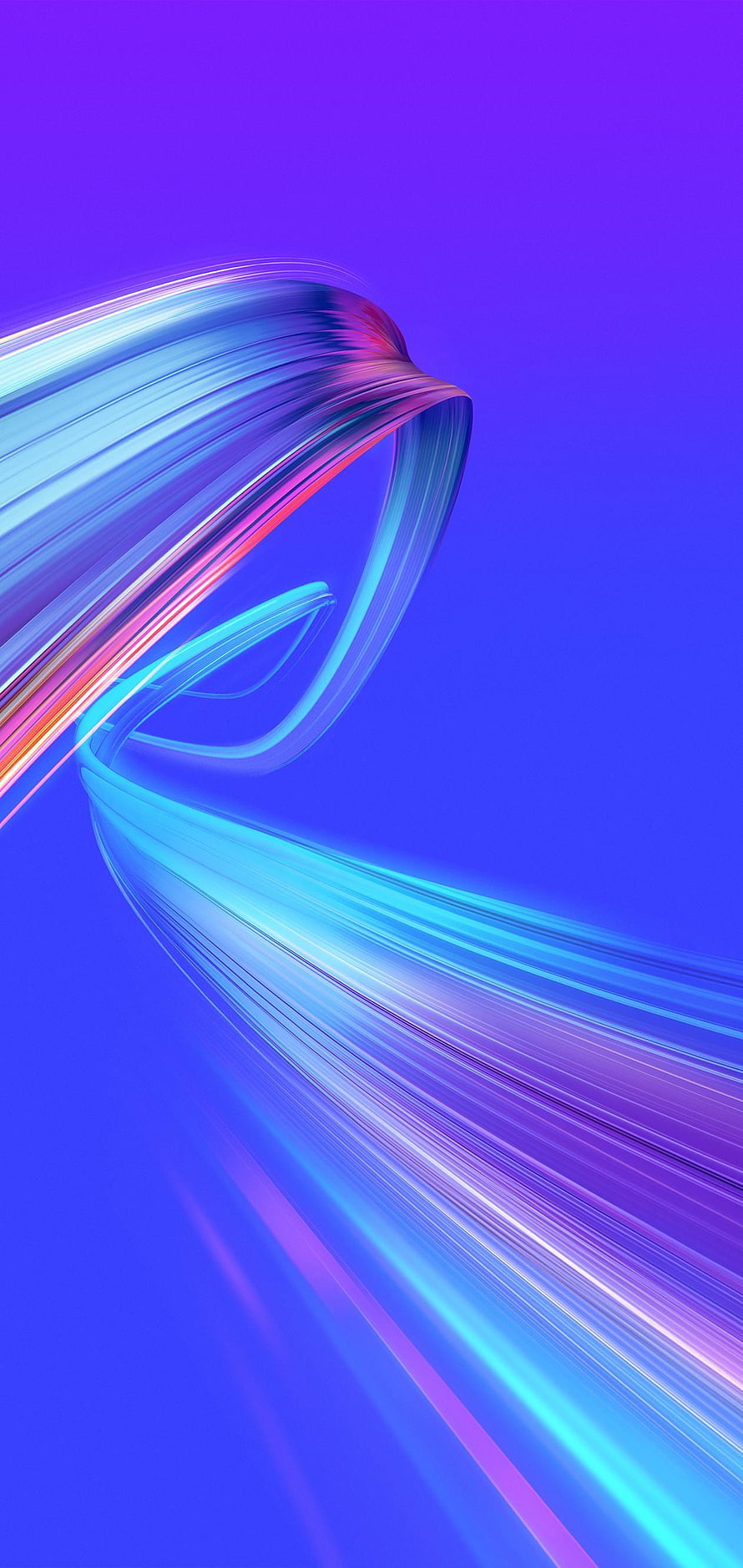 Vibrant Abstract Light Trails on Purple Background with Neon Blue and Pink Flowing Ribbons HD phone wallpaper