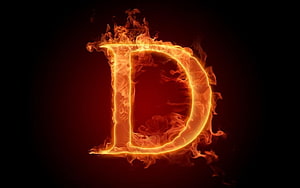 Flaming Letter D Fire Alphabet Wall Art HD wallpaper