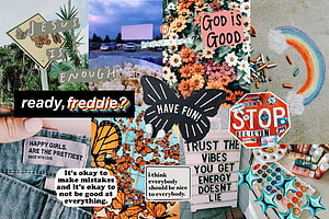 Collage of Inspirational Quotes, Butterflies, and Art Supplies for a Creative Aesthetic HD wallpaper