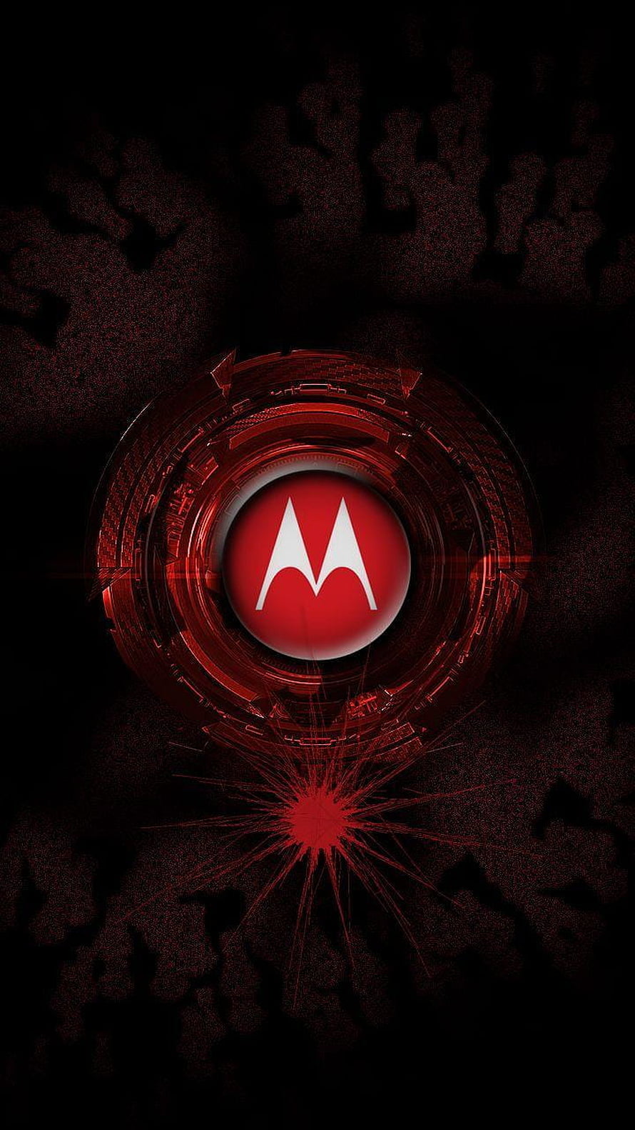 Motorola Logo in Futuristic Red Sci-Fi Interface with Dark Grunge Background HD phone wallpaper