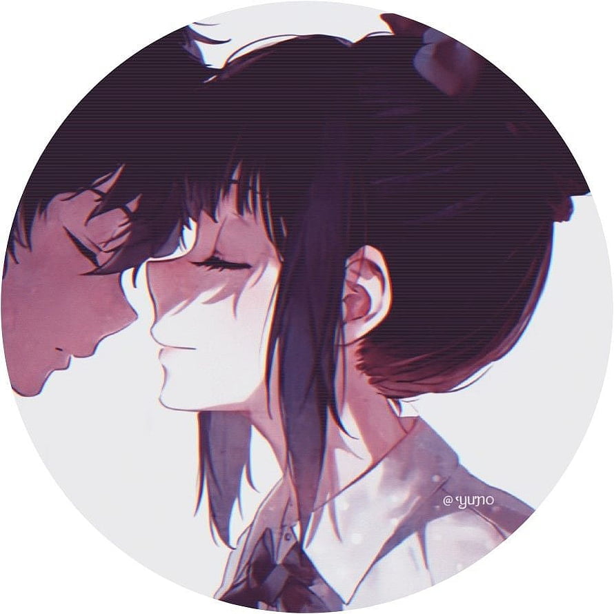Intimate Anime Couple Profile Illustration with Soft Lighting and Romantic Mood HD phone wallpaper