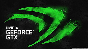 NVIDIA GeForce GTX Green Brushstroke Logo on Dark Grunge Background HD wallpaper