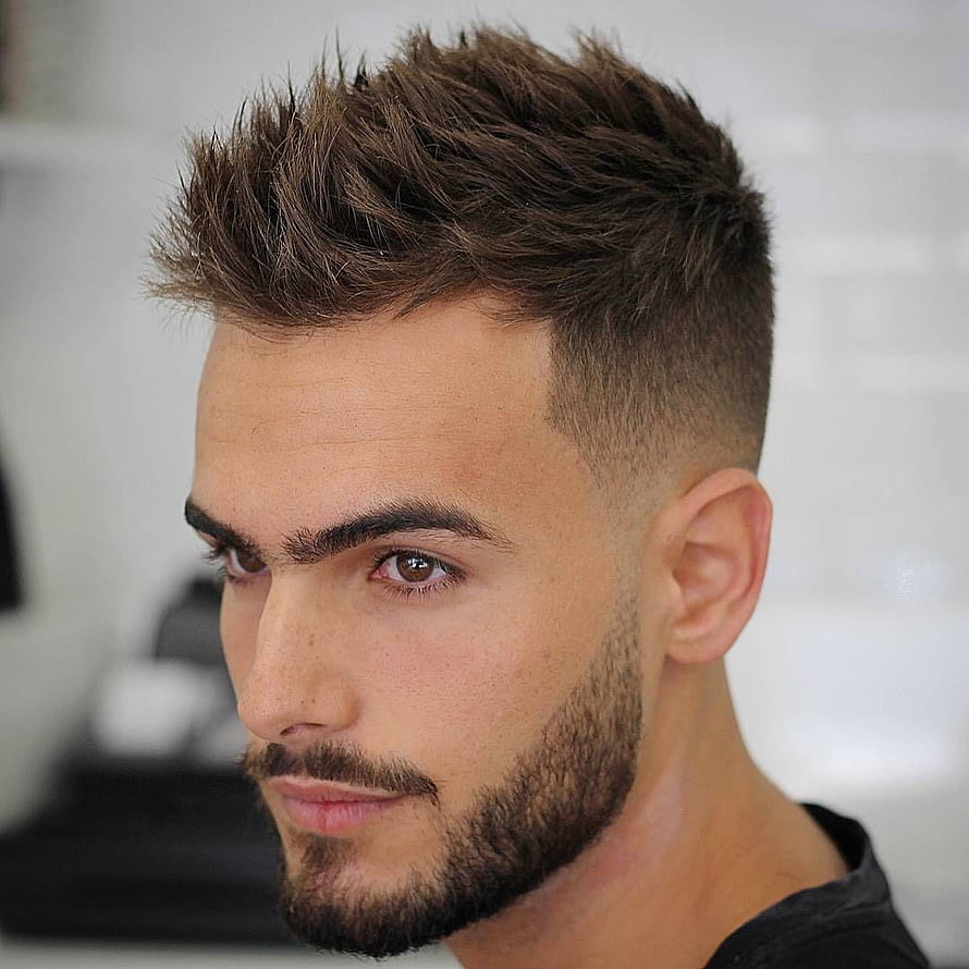 Modern Men's Spiky Quiff with Tapered Fade and Full Beard HD phone wallpaper