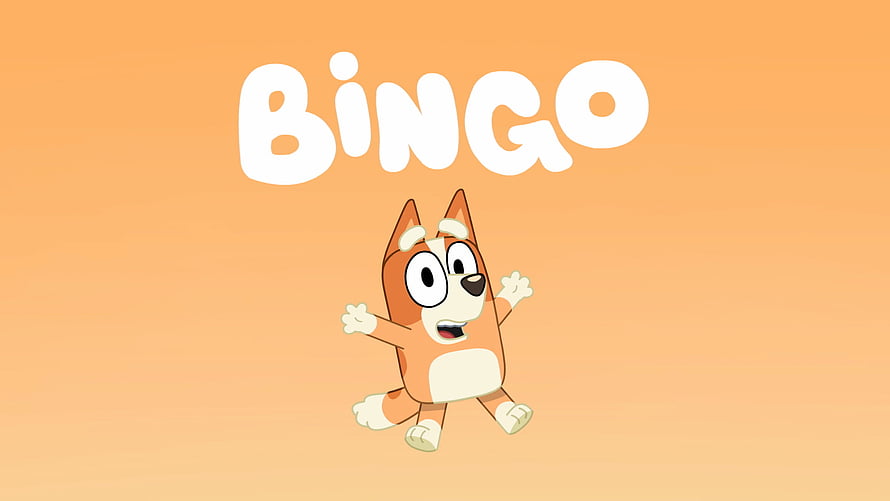 Bingo from Bluey Cartoon Character on Orange Background HD wallpaper
