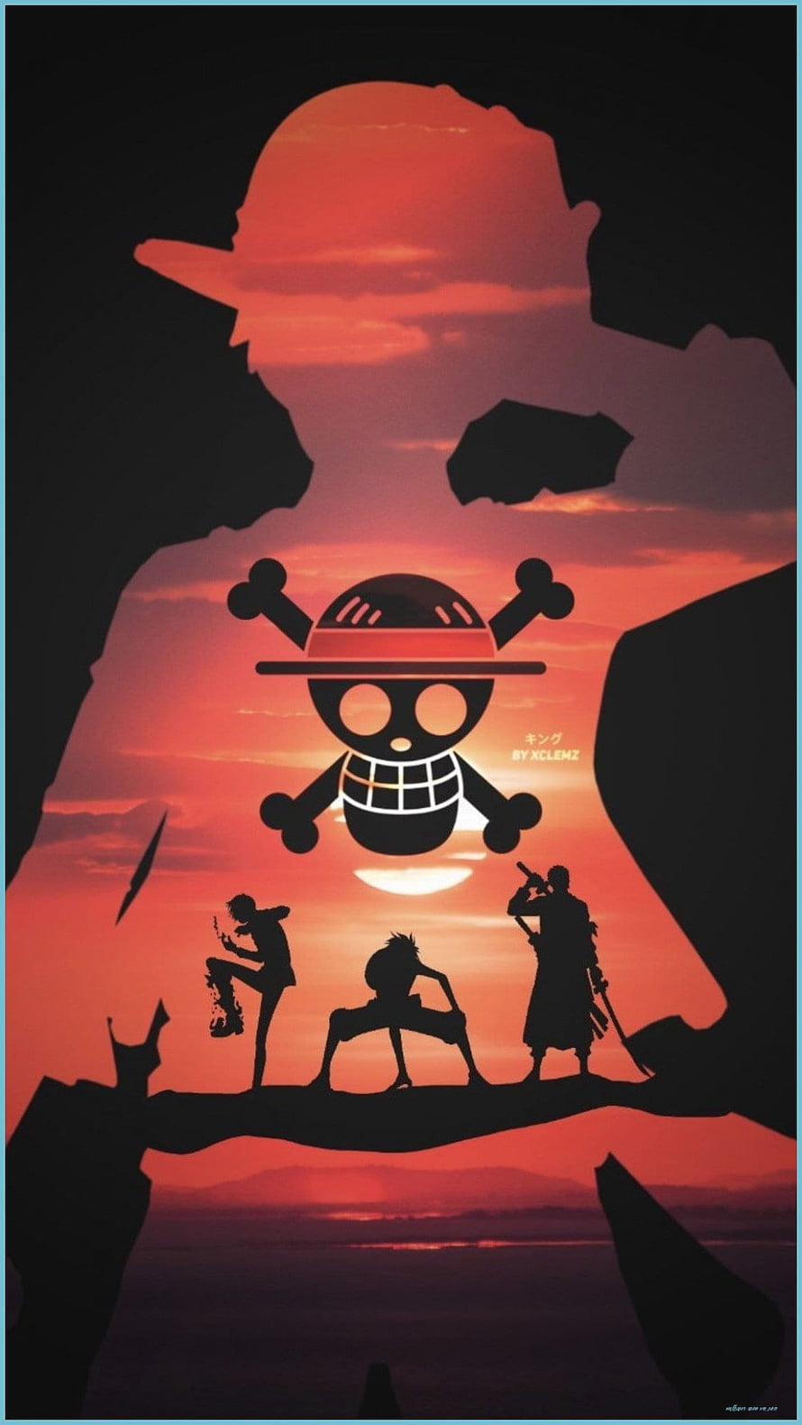 One Piece Straw Hat Pirates Silhouette Against Dramatic Sunset Sky HD phone wallpaper