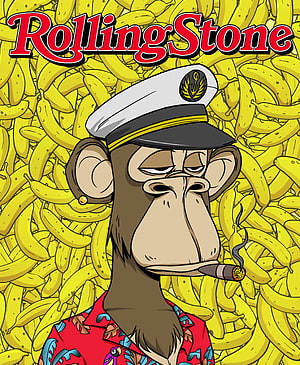 Bored Ape Yacht Club Monkey in Captain Hat and Hawaiian Shirt on Banana Background HD phone wallpaper