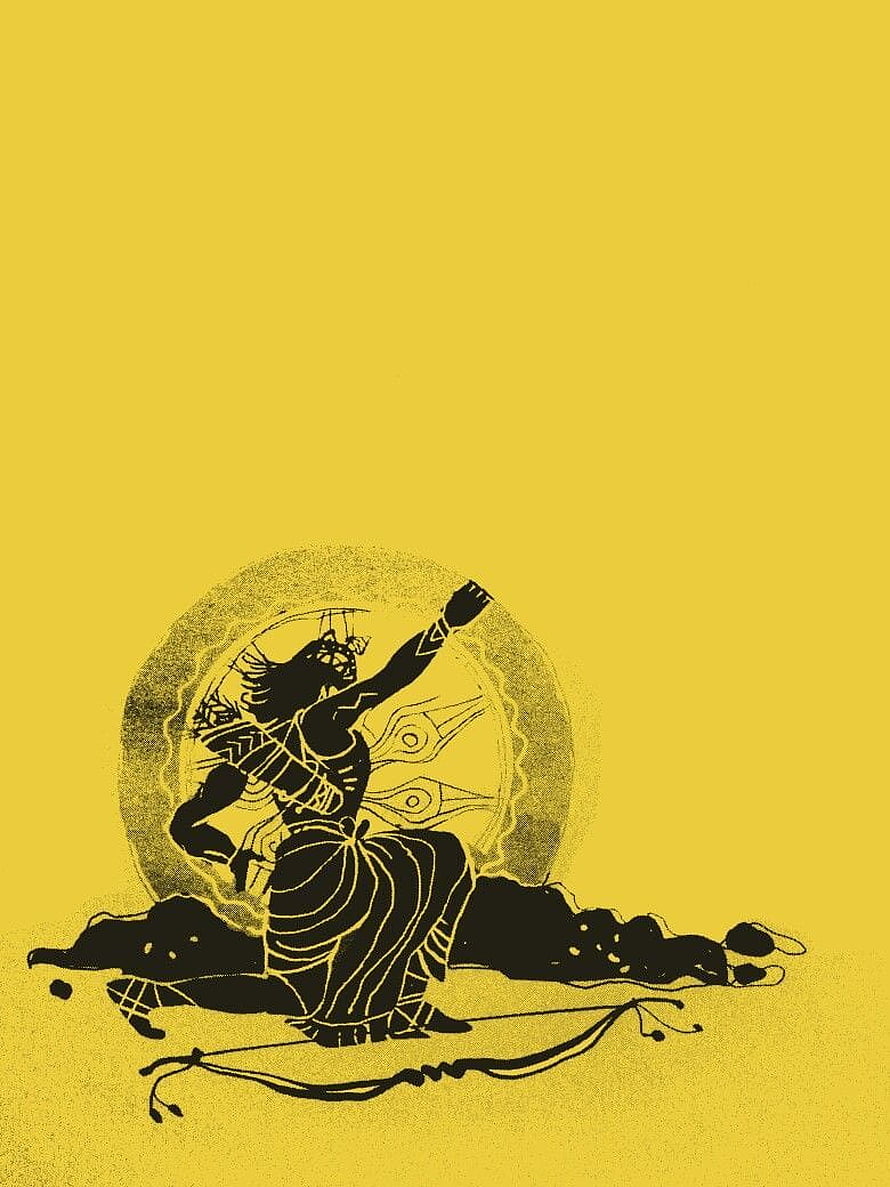 Karna Warrior Silhouette with Kavach Kundal in Mahabharata Epic Art Style HD phone wallpaper