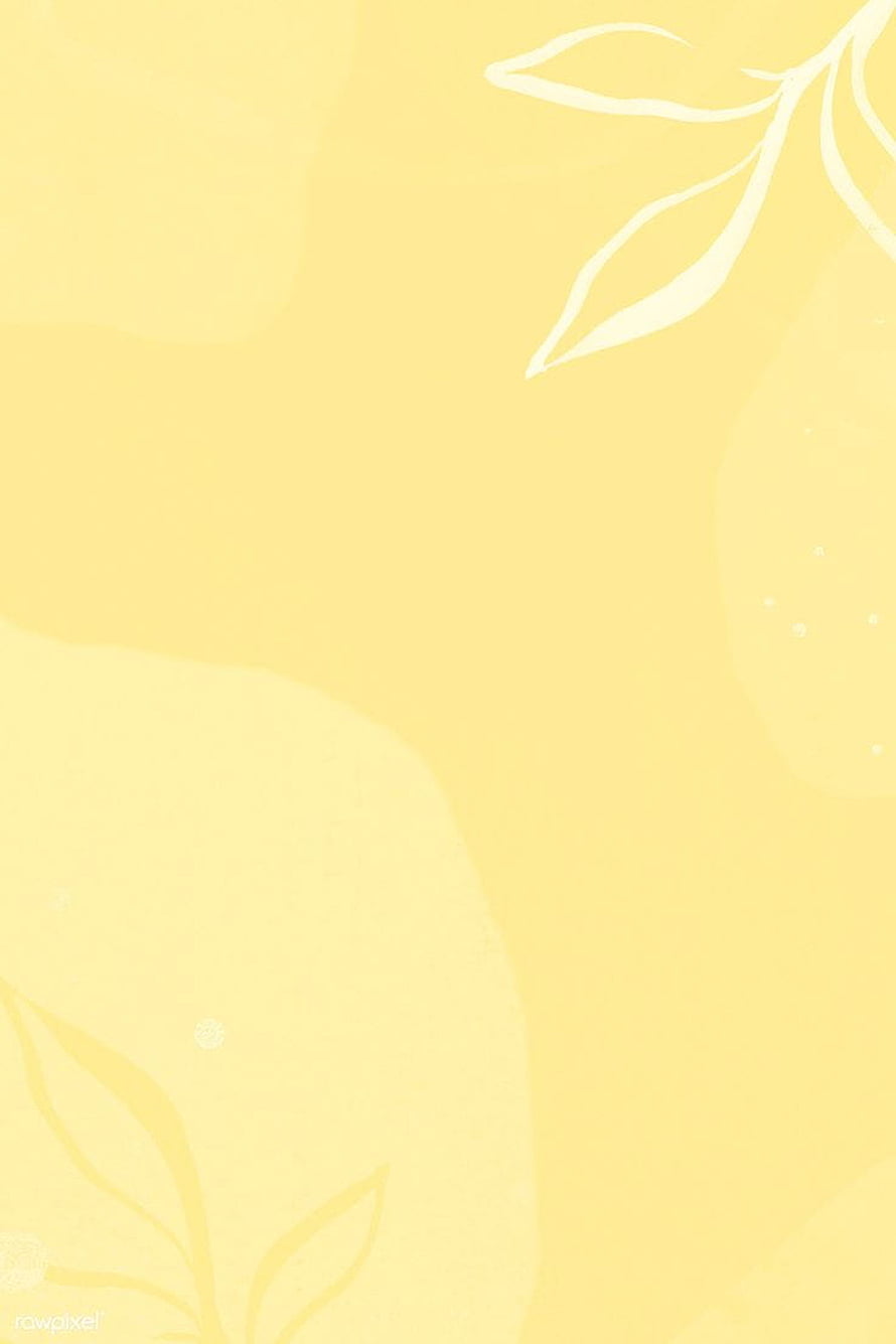Soft Pastel Yellow Botanical Background with Minimalist White Leaf Illustrations HD phone wallpaper