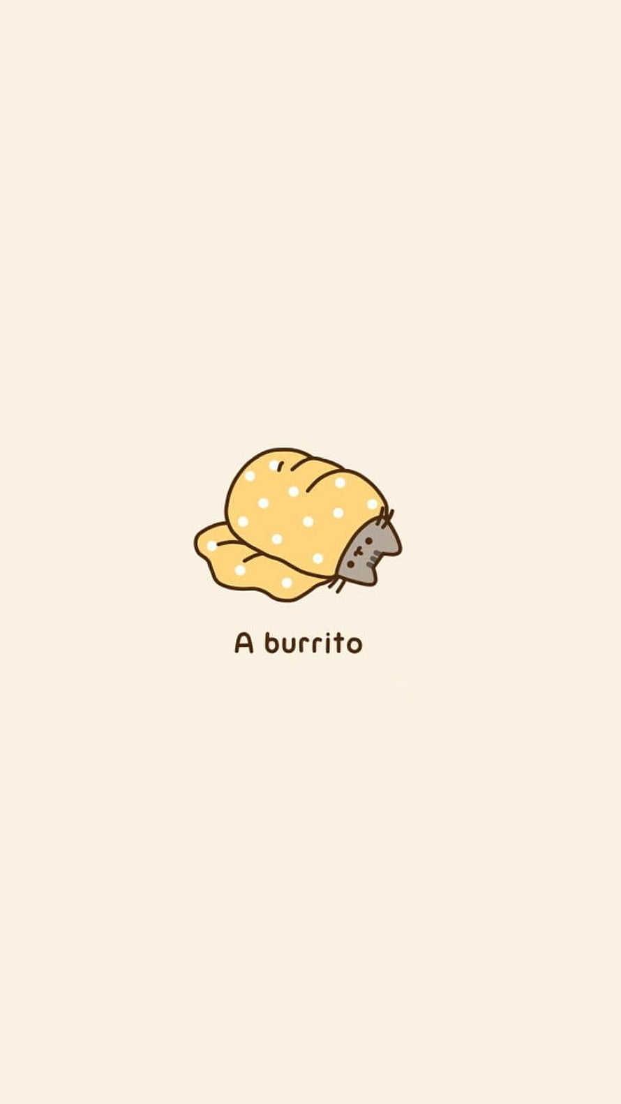 Pusheen Cat Wrapped in a Polka Dot Burrito Kawaii Illustration HD phone wallpaper