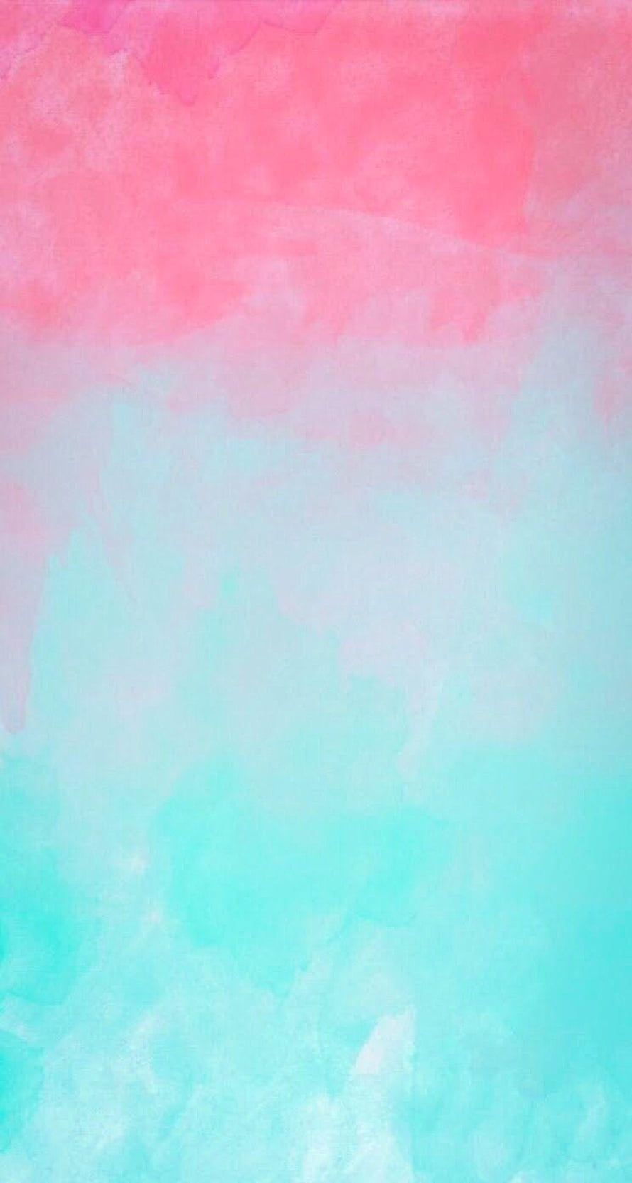 Soft Pastel Watercolor Gradient with Blended Pink and Mint Tones HD phone wallpaper