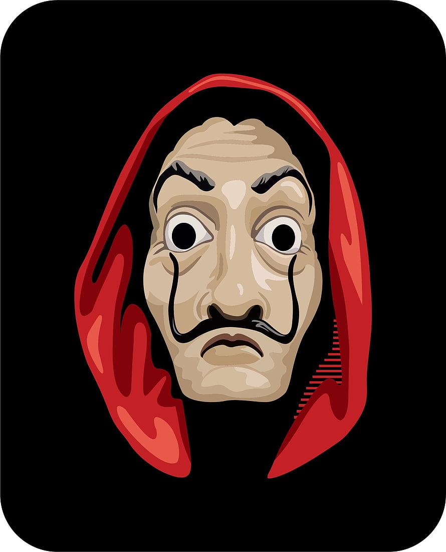 Money Heist El Profesor Mask Vector Illustration on Black Background HD phone wallpaper