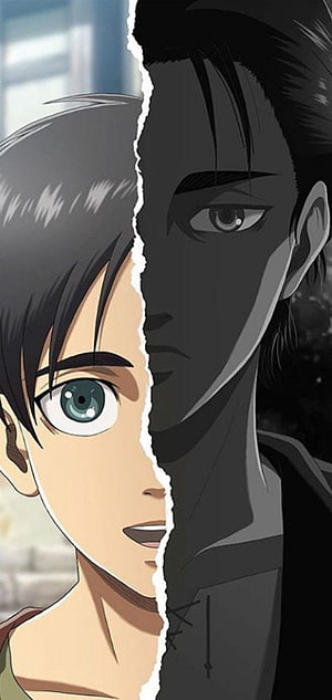 Eren Yeager Split Face Anime Wallpaper from Attack on Titan HD phone wallpaper