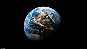 Earth Planet Viewed From Deep Space Against Black Background HD wallpaper