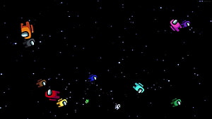 Among Us Crewmates Floating in Deep Space Starfield HD wallpaper