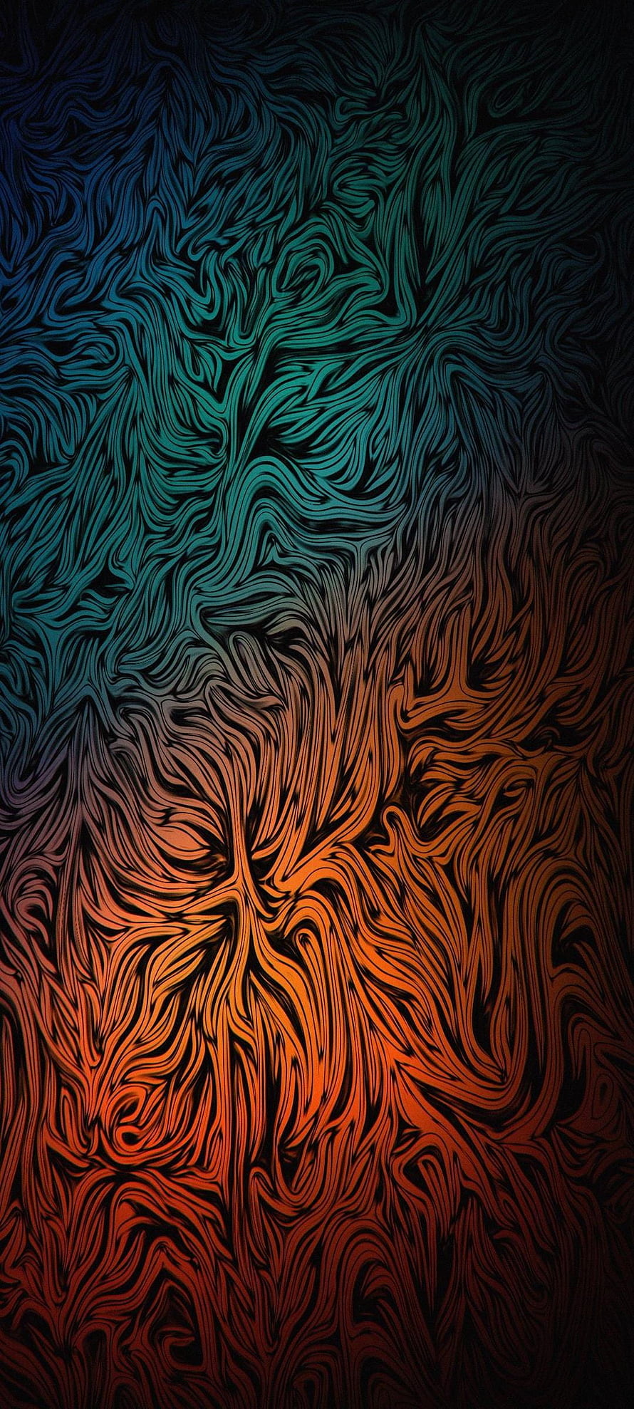 Abstract Flowing Lines Gradient Wallpaper in Teal and Orange HD phone wallpaper