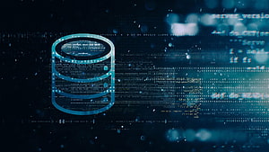 Glowing SQL Server Database Icon Against Digital Code Background HD wallpaper